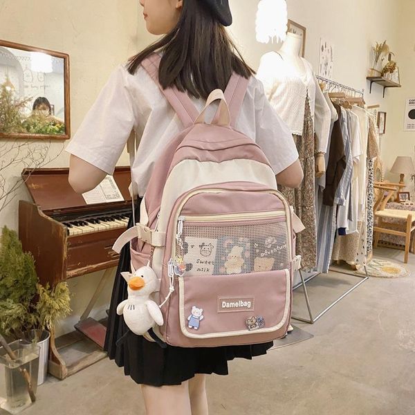 

school bags sweet pink backpack kids for canvas shoulder backbags women fashion bag