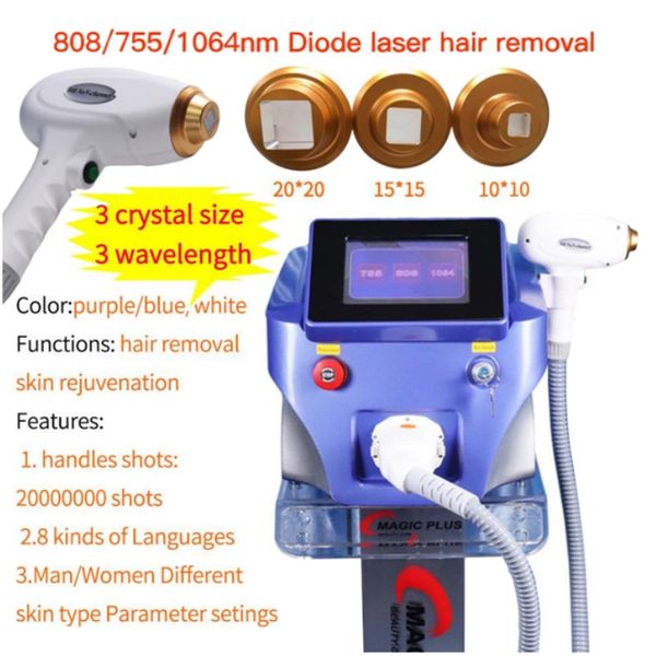 

2020 vertical 808nm diode laser salon equipment 755 808 1064nm diode laser painless hair removal machine for salon and clinic, Black