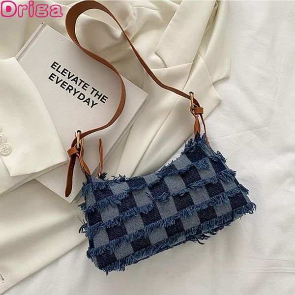 

evening bags driga denim shoulder 2021 retro crossbody plaid fashion designer brand female shopping