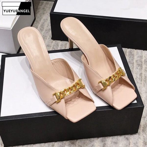 

slippers 2021 summer square toe fashion elegant high heel korean style spliced concise non-slip vintage outdoor womens, Black