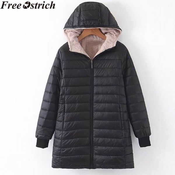 

women's jackets women fashion loose hood coats winter long sleeve cotton-padded velvet solid color simple casual plus size womens, Black;brown
