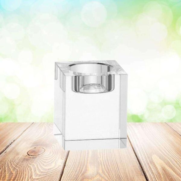 

decorative objects & figurines k9 crystal candlestick cube candle holder home ornament tealight romantic table decoration (5x4cm)