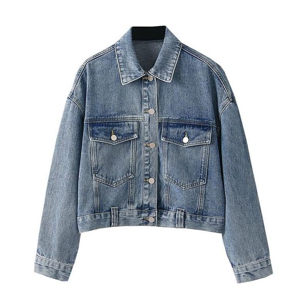 

denim jacket women oversize crop jacket autumn long sleeve blue jeans jackets coats casual short women's bomber denim, Black;brown
