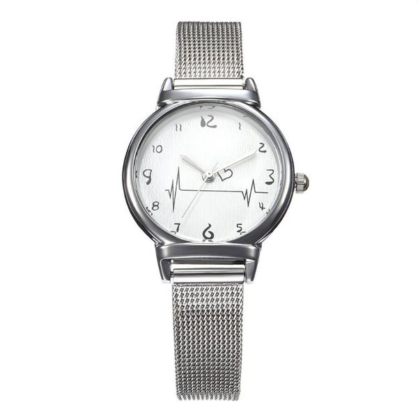 

wristwatches women simple business heart scale quartz watch kh041 series mesh belt ladies casual watches relogio feminino, Slivery;brown