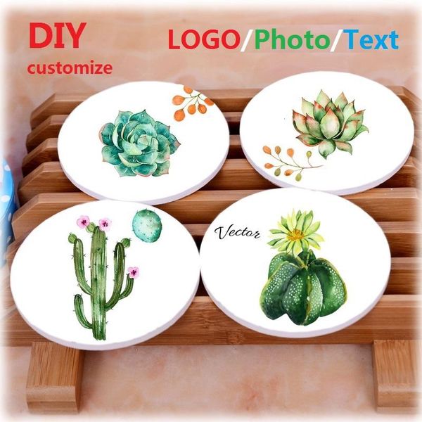 

6pcs/set ceramic coasters diy uv print image for cup mug with p customize pad