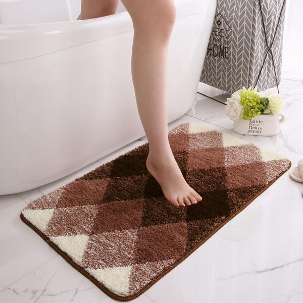 

bath mats household bathroom mat thickened non-slip absorb water modern geometric multipurpose comfortable soft suede foot