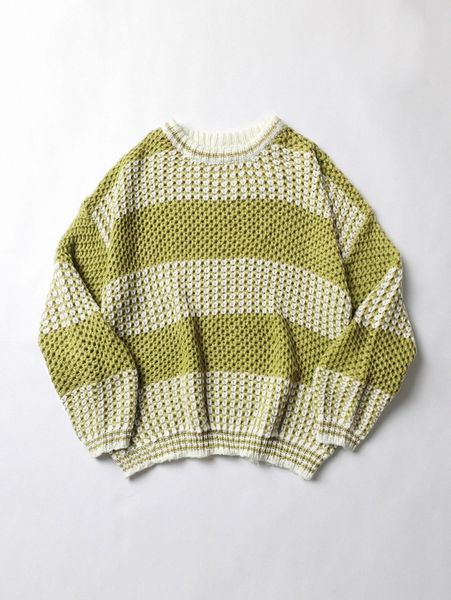 

two tone drop shoulder striped trim sweater n00a#, White
