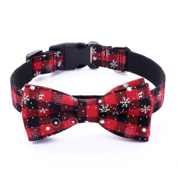 

pet dog collar snowflake adjustable doggie bow tie necktie red