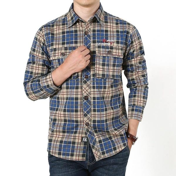 

men's casual shirts spring autumn shirt men military plaid button up long sleeves camisa masculina cotton mens large size -4xl, White;black