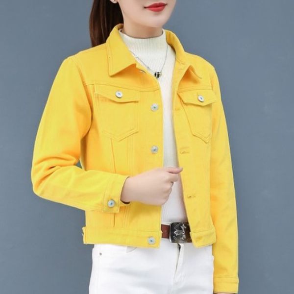 

2021 new 8 colors pink yellow blue red black cropped jean 2021spring summer fall crop short denim jacket coat women c67 zk0z, Black;brown