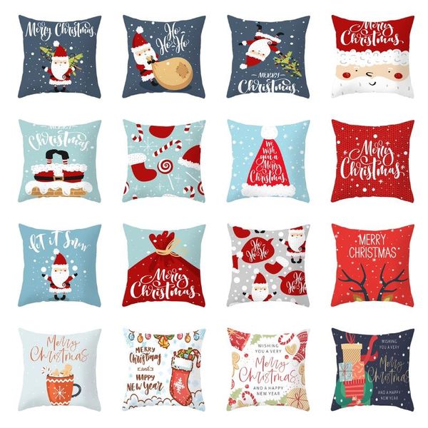 

cushion/decorative pillow 45*45cm santa claus elk pillowcase holiday home decoration peach skin office sofa cushion cover cartoon car throw