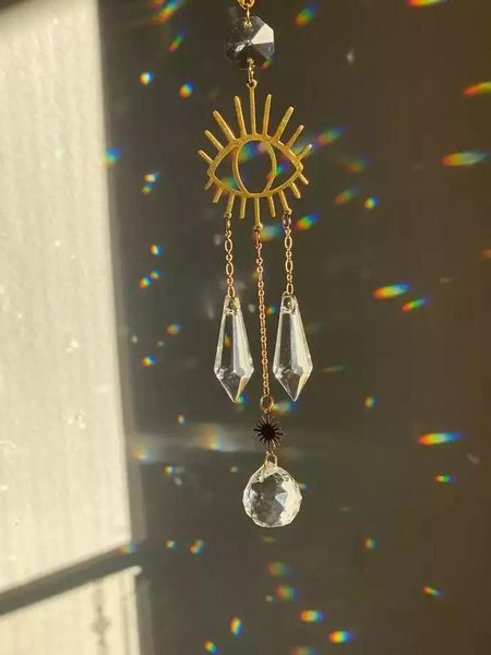 

keychains all seeing evil eye energies sun catcher crystal light witchy suncatcher prism rainbow maker boho window hanging decor, Silver