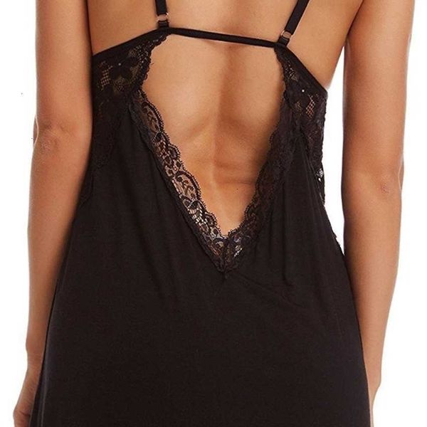 

factoryffs2home hollow back underwear nightdress lace edge pajamas, Black;white