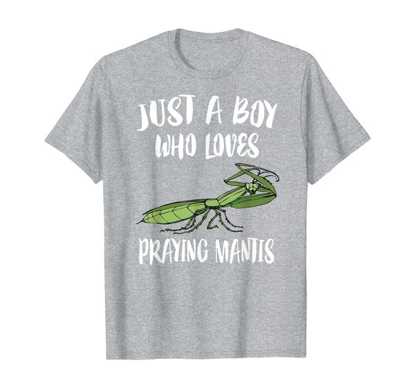 

just a boy who loves praying mantis animal gift t-shirt, White;black