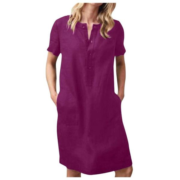 

casual dresses 2021 women dress plus size womens loose summer style cotton linen big ladies party, Black;gray