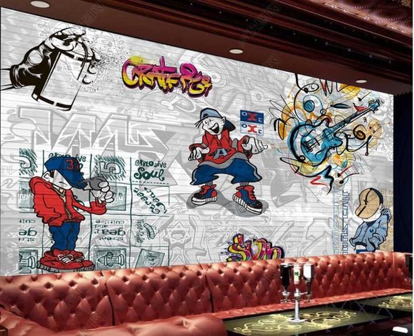 

3d wallpaper custom p mural hip-hop trend street hand-drawn graffiti home decor 3d wall murals wallpaper for living room in rolls