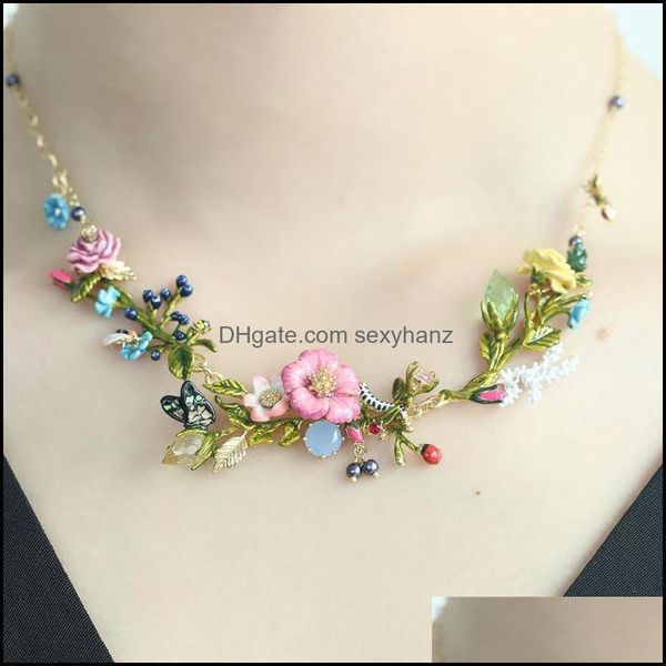 

necklaces & pendants jewelry chains minority designer necklace flower bee butterfly branch fashion clavicle big girl drop delivery 2021 ly21, Silver