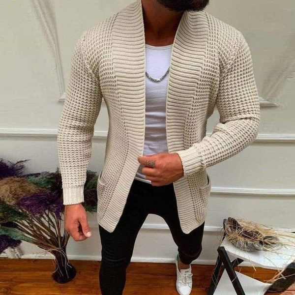 

men's sweaters autumn casual long sleeve solid cardigan men fashion knitted striped pocket v-neck outerwear 2021 winter coat streetwear, White;black
