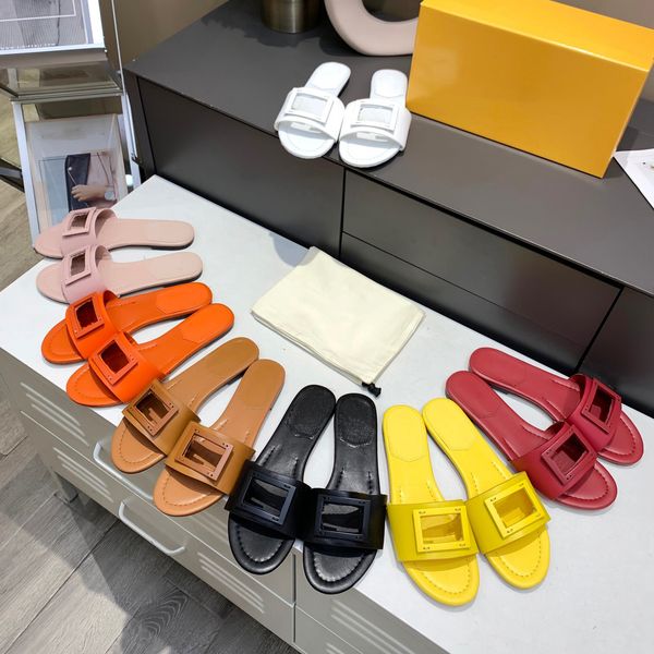 

luxury designer slippers summer slides women sandals leather letter cutout slipper size 35-42 xx-0271, Black