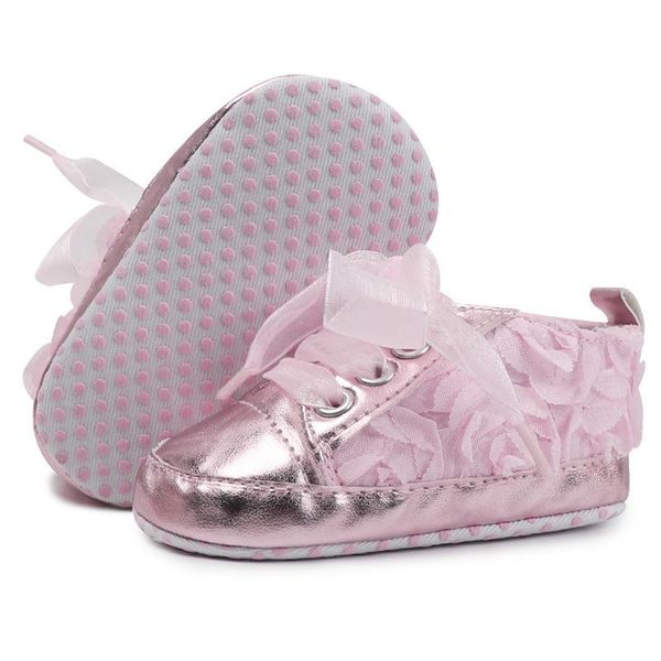 

first walkers baby shoes born fashion bright pu floral leather lace flower 0-2 years princess girl crib