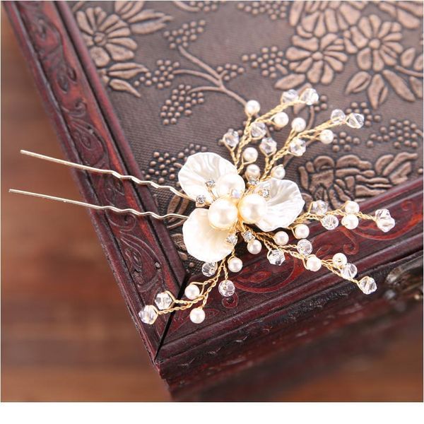 

ailibride gold pearl rhinestone flower wedding hair pins bride hair accessories women bridal headpiece handmade hair jllvbf, Silver