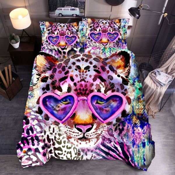 

home 3d cheetah print bedding set double tiger cool animal comfortable quilt cover pillowcase for kids boys and teens  size