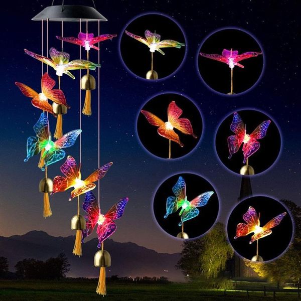 

strips solar lamp set changing color wind bell led courtyard outdoor garden camping hanging light