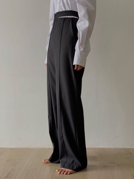

2021 women pants autumn and winter new commuter simple solid color versatile temperament trousers 1fqs, Black;white