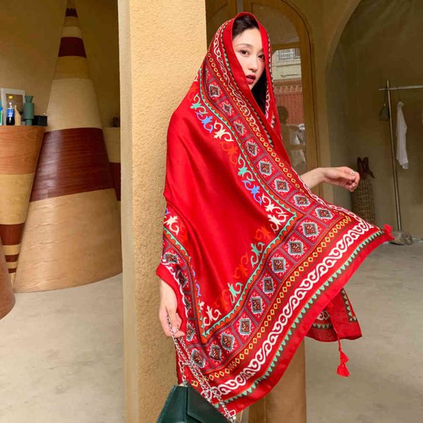 

ethnic style scarf, super large sunscreen shawl, thin summer styles with silk scarf, women's versatile seaside scarfs beach towel, Blue;gray
