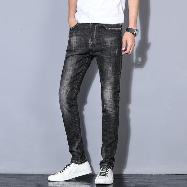 

2021 new denim men fashion desinger gray stretch slim fit male streetwear cowboys hip hop ny casual jeans 131b, Blue