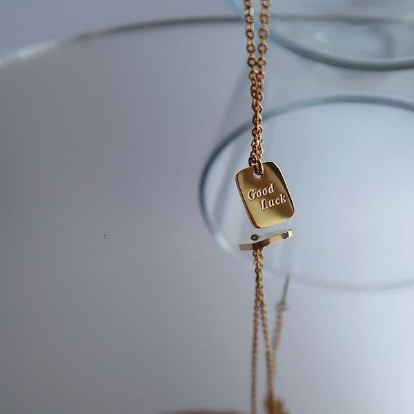 

chains good luck gold necklace with yu jewelry women's titanium steel gold-plated simple ins box clavicle chain in europe and america, Silver