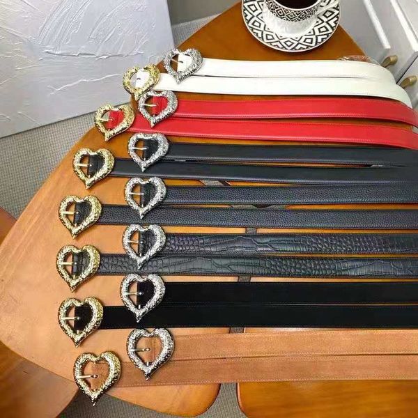 

belt for woman fashion heart-shaped needle buckle design men womens belts genuine cowhide 14 color high quality, Black;brown