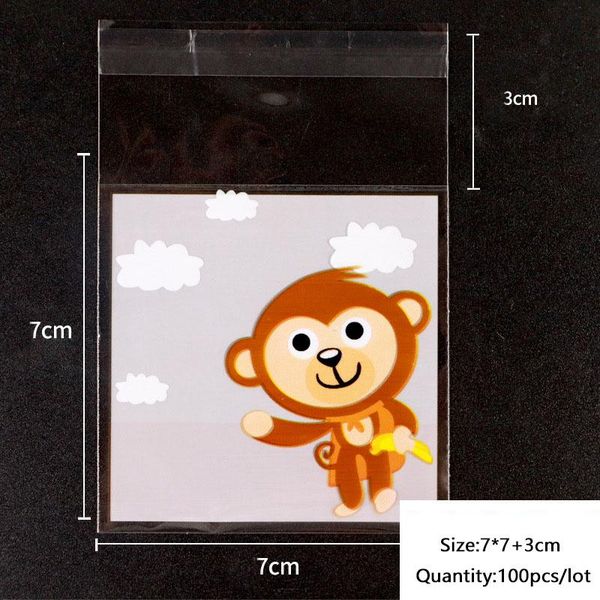 

gift wrap 50pcs/lot 2021 arrival birthday party decor cookies self-stick bag baby shower cute cartoon monkey cellophane household bags