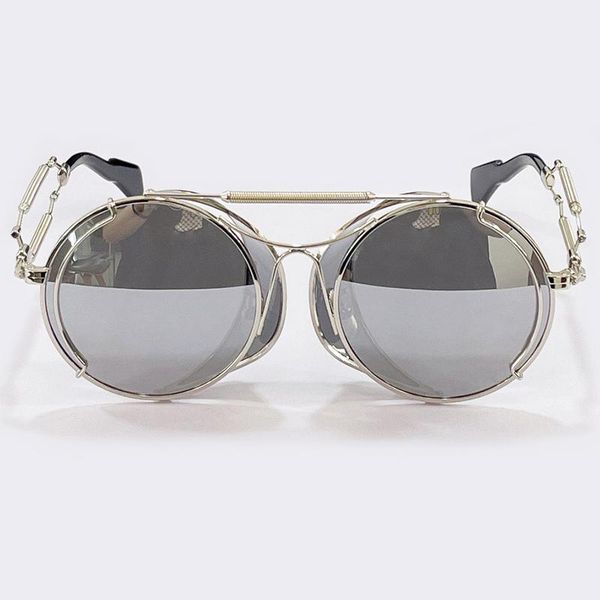 

sunglasses fashion round women metal mirror sun glasses uv400 with box, White;black