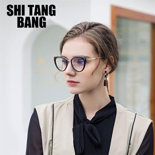 

sunglasses tr90 frame glasses women fashion blue ray blocking cat eye anti-blue light flat mirror myopia computer game goggles, White;black