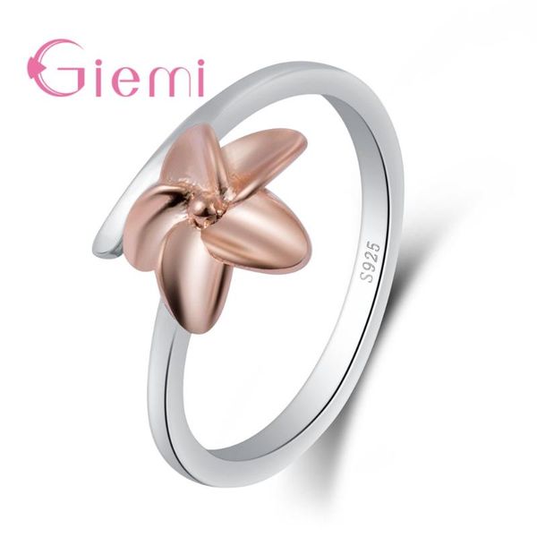 

cluster rings est design lovely flower shape women girls party jewelry accessories 925 sterling silver fingr ring factory price, Golden;silver