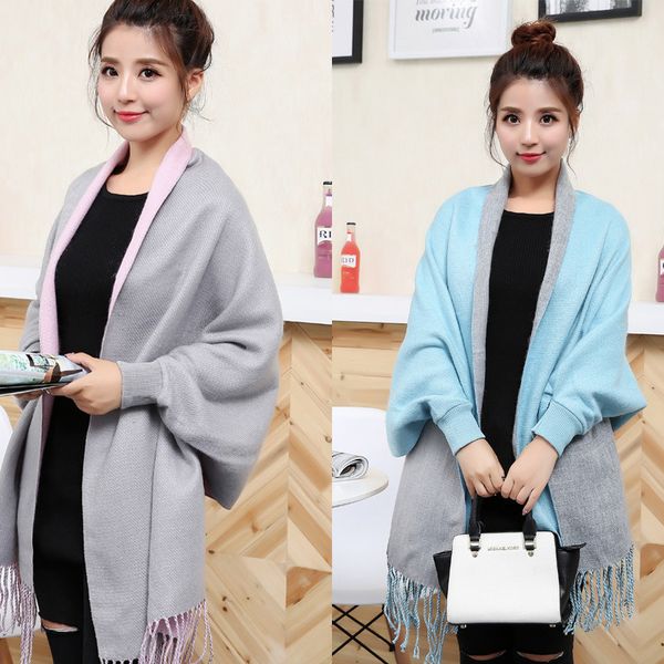 

women's sweaters elegant female cashmere sweater, tassel jacket, bat sleeve and hkerchief, autumn winter g17y, White;black
