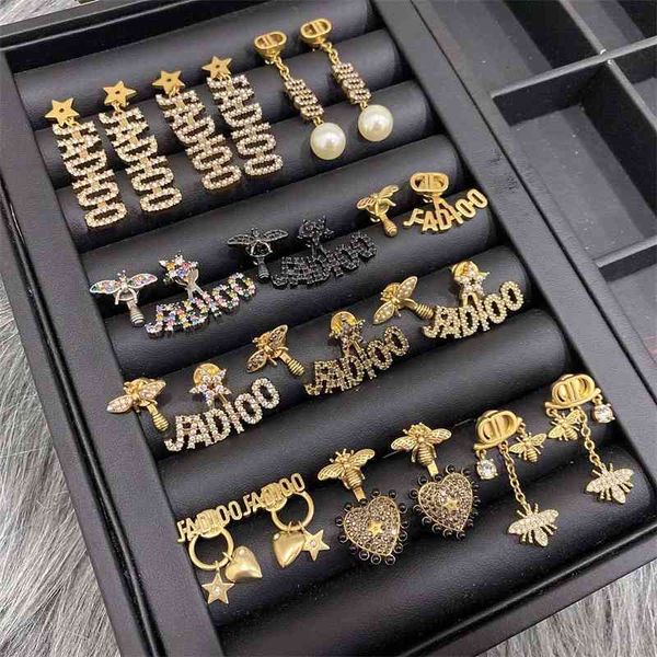 

75% off outlet online bee net red love letter pearl five pointed star earrings female, Silver