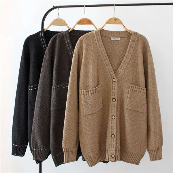 

autumn size knitted jacket women's wear 200kg loose casual dotted cardigan fat girl sweater with 9574, White;black