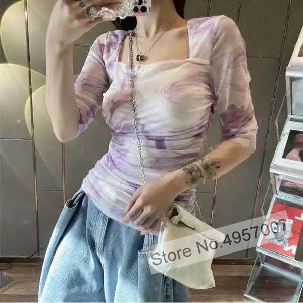 

women's blouses & shirts ladies stylish long sleeve square neck printed top, White