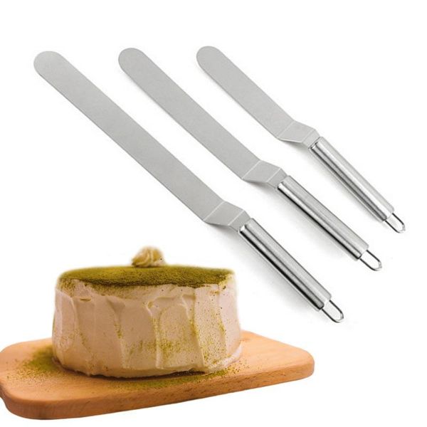 

baking & pastry tools 6/8/10 inches stainless steel cream spatula for cake diy butter smoother fondant decorating tool
