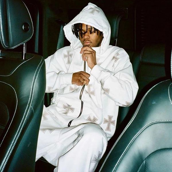 

jogging clothing hip hop hoodies set men gothic rhinestone hooded sweatshirt & pants suit y2k zip up jacket joggers sportwear women tracksui, Black;red