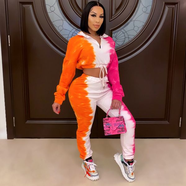 

gradient tie dye print women tracksuit 2 piece set winter 2021 sports sweat suits joggers matching sets d29-dg48, White