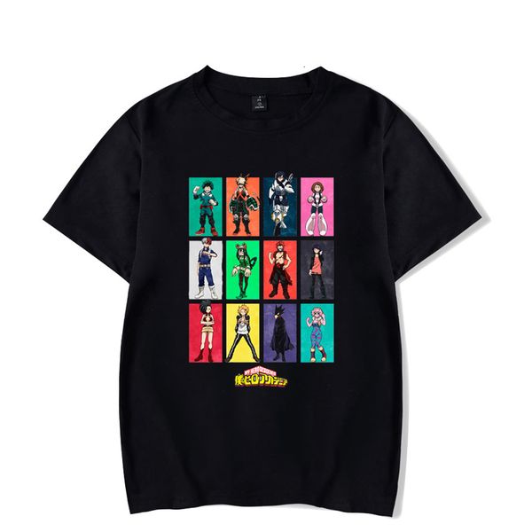 

women's hoodies & sweatshirts 90s korean clothes cotton boku men's shirt no hero academy short sleeve t from graph of vintage t-sh, Black