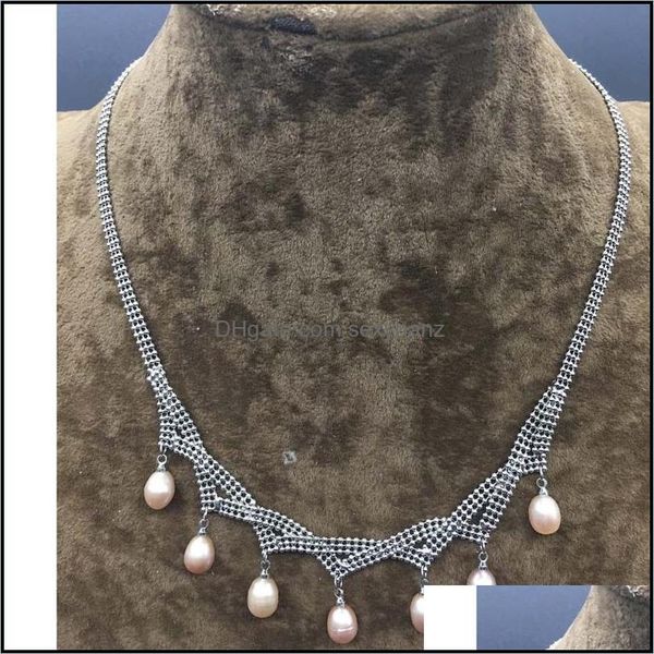 

necklaces & pendants jewelry water natural freshwater pearl choker collar necklace 15add4 extender chains drop delivery 2021 k3z9a, Silver