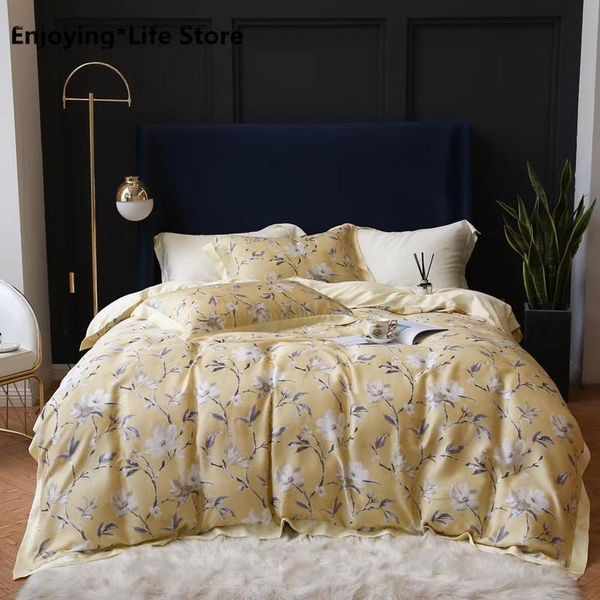 

bedding sets luxury set soft tencel bed linens sheet printed bedclothes /king size cover 4pcs  comforter
