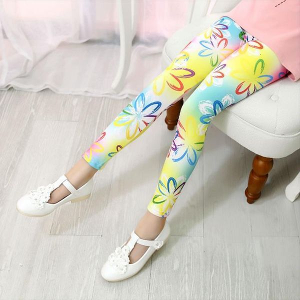 

summer and autumn kidswear girls milk threaded bottom pants slim leggings, Blue