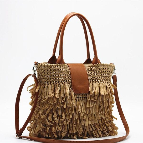 

duffel bags woven bag handbag shoulder tassel straw crossbody