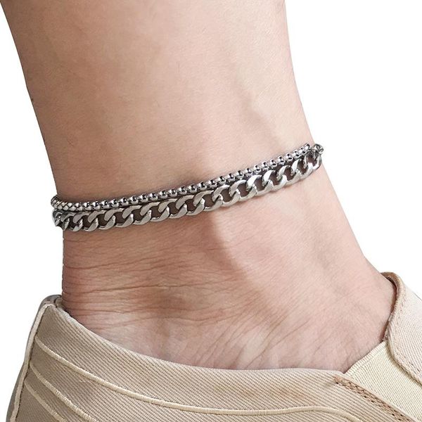 

anklets stainless steel for women beach foot jewelry leg chain ankle bracelets men or holiday accessories 2021, Red;blue