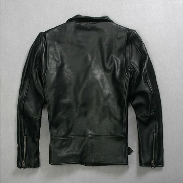 

men's leather & faux fashion mens punk belted real waistcoat slim fit moto riding biker jacket zip coat italian designer, Black